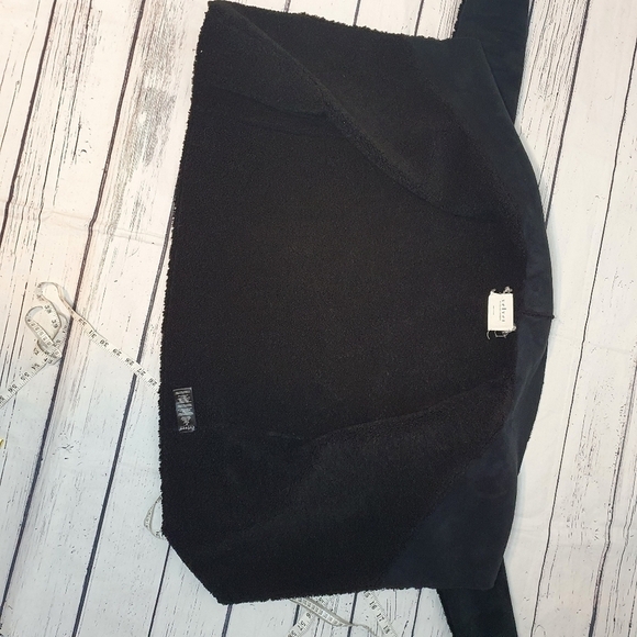 Velvet by Graham & Spencer Faux Velvet Black Sherpa Open Drape Jacket Size M - Picture 9 of 10